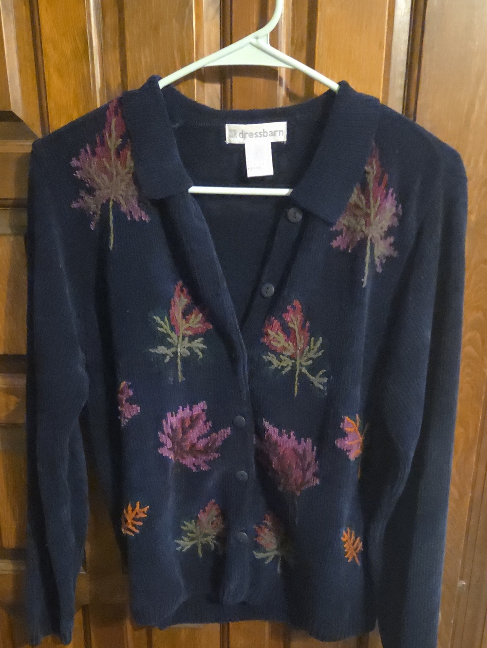Vintage 90s Dressbarn Silk Blend Cardigan Sweater Medium Autumn Leaves Grandmaco